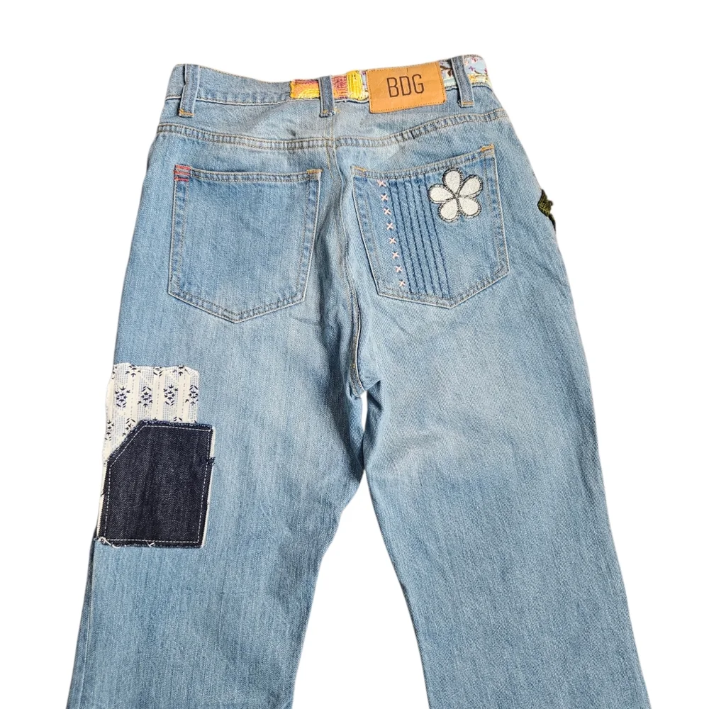 Urban Outfitters BDG Womens High Rise Patchwork Boho Flare Raw Hem Jeans Sz 27 - Picture 6 of 16